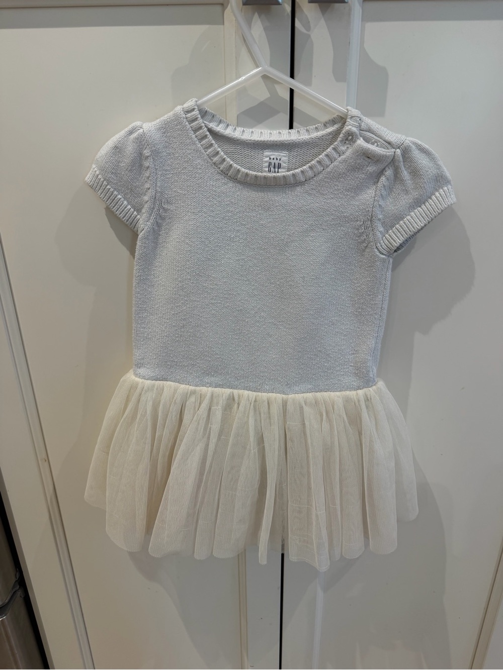 GAP 18-24m Girls' White Knit Tulle Dress
